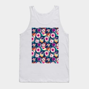 Halftone floral blue navy background Tank Top